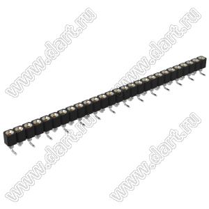 DS1002-01-1x27S13R2 (SCSL-027SMT, PBSM-1x27SMT) гнездо цанговое прямое однорядное для поверхностного (SMD) монтажа; P=2,54мм; 27-конт.