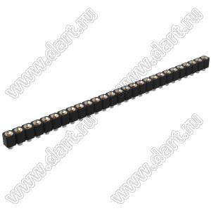 DS1002-06-1x2768 гнездо цанговое прямое однорядное для выводного монтажа; P=2,54мм; 27-конт.
