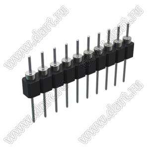 DS1004-1x10F13 (PSLM-12 тип 3) вилка цанговая прямая однорядная для выводного монтажа; P=2,54мм; 12-конт.