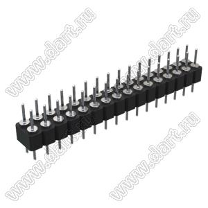 DS1004-2x16-F11 (PDLM-2x16 тип 1) вилка 2-х рядная прямая цанговая; P=2,54мм; 2x16-конт.