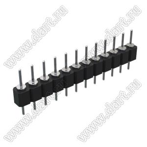 DS1004-1x12F11 (PSLM-12 тип 1) вилка цанговая прямая однорядная для выводного монтажа; P=2,54мм; 12-конт.