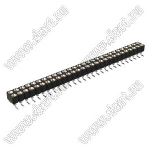 DS1002-01-2x28S13 (SCDL-28SMT, PBDM-2x28SMT, 362030228NS007401) гнездо цанговое прямое двухрядное для поверхностного (SMD) монтажа; P=2,54мм; 2x28-конт.