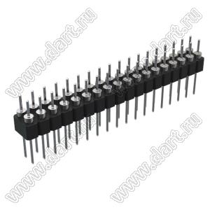 DS1004-2x18-F13 (PDLM-2x18 тип 3) вилка 2-х рядная прямая цанговая; P=2,54мм; 2x18-конт.