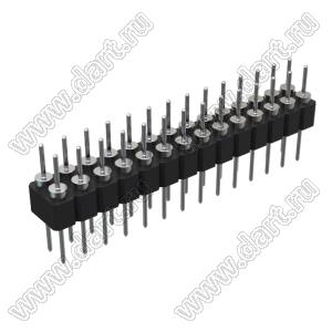 DS1004-2x14-F12 (PDLM-2x14 тип 2) вилка 2-х рядная прямая цанговая; P=2,54мм; 2x14-конт.