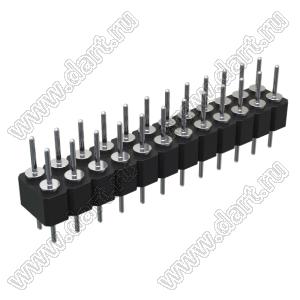 DS1004-2x12-F11 (PDLM-2x12 тип 1) вилка 2-х рядная прямая цанговая; P=2,54мм; 2x12-конт.