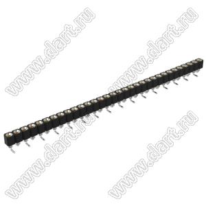 DS1002-01-1x32S13R2 (SCSL-032SMT, PBSM-1x32SMT) гнездо цанговое прямое однорядное для поверхностного (SMD) монтажа; P=2,54мм; 32-конт.