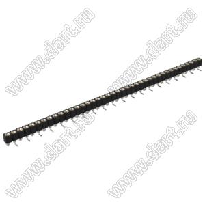 DS1002-01-1x40S13R1 (SCSL-040SMT, PBSM-1x40SMT) гнездо цанговое прямое однорядное для поверхностного (SMD) монтажа; P=2,54мм; 40-конт.