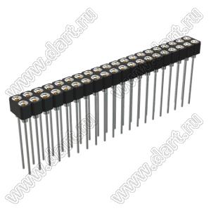 DS1007-2x20BT1XSF6 вилка цанговая прямая двухрядная для выводного монтажа; P=2,54x2,54мм; 2x20-конт.