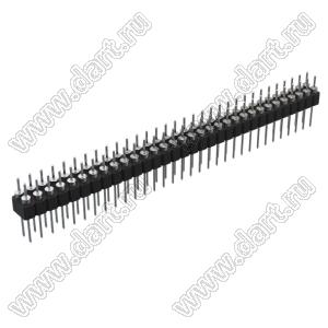 DS1004-2x32-F13 (PDLM-2x32 тип 3) вилка 2-х рядная прямая цанговая; P=2,54мм; 2x32-конт.