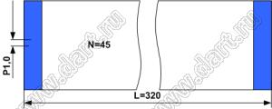 BLFPC P1,0 45PIN 320mm шлейф плоский, шаг 1,0мм 45 жил длина 320мм, контакты на одной поверхности