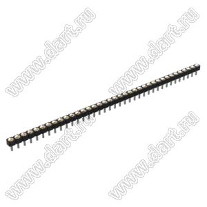 DS1002-05-1x3768 гнездо цанговое прямое однорядное для выводного монтажа; P=2,54мм; 37-конт.