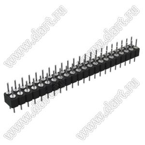 DS1004-2x22-F11 (PDLM-2x22 тип 1) вилка 2-х рядная прямая цанговая; P=2,54мм; 2x22-конт.