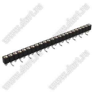 DS1002-01-1x23S13R1 (SCSL-023SMT, PBSM-1x23SMT) гнездо цанговое прямое однорядное для поверхностного (SMD) монтажа; P=2,54мм; 23-конт.