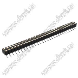 DS1002-01-2x29S13 (SCDL-29SMT, PBDM-2x29SMT, 362030229NS007401) гнездо цанговое прямое двухрядное для поверхностного (SMD) монтажа; P=2,54мм; 2x29-конт.