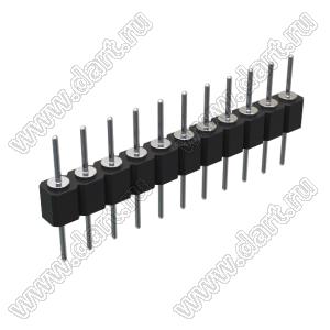 DS1004-1x11F14 (PSLM-11 тип 4) вилка цанговая прямая однорядная для выводного монтажа; P=2,54мм; 11-конт.