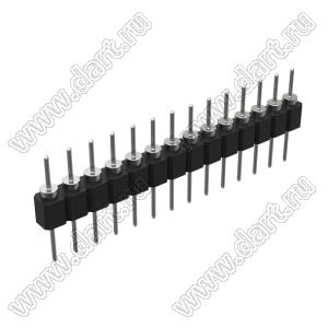 DS1004-1x14F12 (PSLM-14 тип 2) вилка цанговая прямая однорядная для выводного монтажа; P=2,54мм; 14-конт.