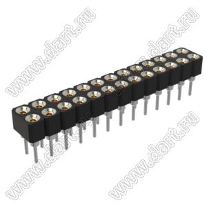 DS1002-02-2x136BT1F6 (6833S-13) гнездо цанговое прямое двухрядное для выводного монтажа; P=2,0x2,0мм; 2x13-конт.