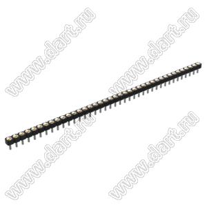 DS1002-05-1x3968 гнездо цанговое прямое однорядное для выводного монтажа; P=2,54мм; 39-конт.