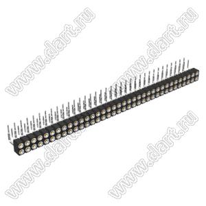 DS1002-01-2x35R13 (SCDL-035R, PBDM-2x35R) гнездо цанговое угловое двухрядное для выводного монтажа; P=2,54мм; 2x35-конт.