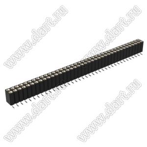 DS1002-08-2x38S13700 гнездо цанговое прямое двухрядное для поверхностного (SMD) монтажа; P=2,54x2,54мм; 2x38-конт.