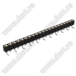 DS1002-01-1x21S13R2 (SCSL-021SMT, PBSM-1x21SMT) гнездо цанговое прямое однорядное для поверхностного (SMD) монтажа; P=2,54мм; 21-конт.