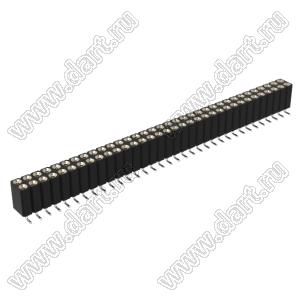 DS1002-08-2x34S13700 гнездо цанговое прямое двухрядное для поверхностного (SMD) монтажа; P=2,54x2,54мм; 2x34-конт.