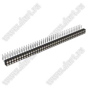 DS1002-01-2x39R13 (SCDL-039R, PBDM-2x39R) гнездо цанговое угловое двухрядное для выводного монтажа; P=2,54мм; 2x39-конт.