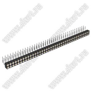 DS1002-01-2x39R13 (SCDL-039R, PBDM-2x39R) гнездо цанговое угловое двухрядное для выводного монтажа; P=2,54мм; 2x39-конт.