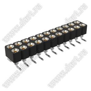 DS1002-01-2x11S13 (SCDL-11SMT, PBDM-2x11SMT, 362030211NS007401) гнездо цанговое прямое двухрядное для поверхностного (SMD) монтажа; P=2,54мм; 2x11-конт.