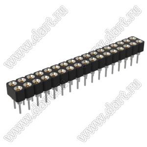 DS1002-02-2x176BT1F6 (6833S-17) гнездо цанговое прямое двухрядное для выводного монтажа; P=2,0x2,0мм; 2x17-конт.