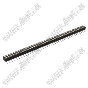 DS1002-01-2x40S13 (SCDL-40SMT, PBDM-2x40SMT, 362030240NS007401) гнездо цанговое прямое двухрядное для поверхностного (SMD) монтажа; P=2,54мм; 2x40-конт.