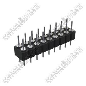 DS1004-2x9-F11 (PDLM-2x9 тип 1) вилка 2-х рядная прямая цанговая; P=2,54мм; 2x9-конт.