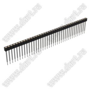 DS1002-07-1x381328 гнездо цанговое прямое однорядное приподнятое для выводного монтажа; P=2,54мм; 38-конт.