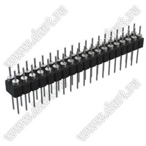 DS1004-2x19-F13 (PDLM-2x19 тип 3) вилка 2-х рядная прямая цанговая; P=2,54мм; 2x19-конт.