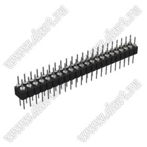 DS1004-2x22-F12 (PDLM-2x22 тип 2) вилка 2-х рядная прямая цанговая; P=2,54мм; 2x22-конт.