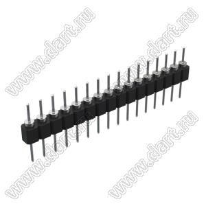 DS1004-1x16F12 (PSLM-16 тип 2) вилка цанговая прямая однорядная для выводного монтажа; P=2,54мм; 16-конт.