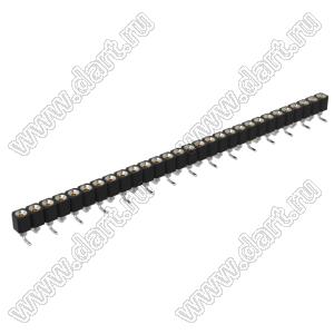 DS1002-01-1x29S13R2 (SCSL-029SMT, PBSM-1x29SMT) гнездо цанговое прямое однорядное для поверхностного (SMD) монтажа; P=2,54мм; 29-конт.