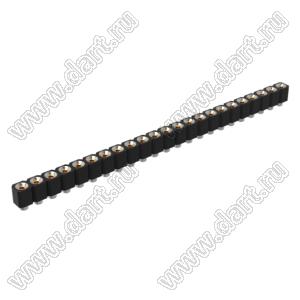 DS1002-06-1x2368 гнездо цанговое прямое однорядное для выводного монтажа; P=2,54мм; 23-конт.