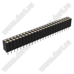 DS1002-03-2x246T1F6 (6803S-24-70) гнездо цанговое прямое двухрядное для выводного монтажа; P=2,54x2,54мм; 2x24-конт.