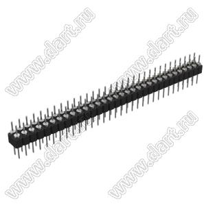 DS1004-2x32-F12 (PDLM-2x32 тип 2) вилка 2-х рядная прямая цанговая; P=2,54мм; 2x32-конт.
