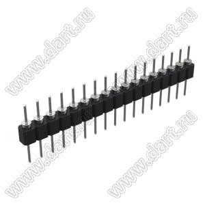 DS1004-1x17F12 (PSLM-17 тип 2) вилка цанговая прямая однорядная для выводного монтажа; P=2,54мм; 17-конт.