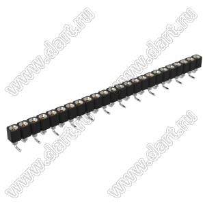 DS1002-01-1x24S13R2 (SCSL-024SMT, PBSM-1x24SMT) гнездо цанговое прямое однорядное для поверхностного (SMD) монтажа; P=2,54мм; 24-конт.