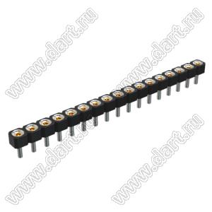 DS1002-05-1x1768 гнездо цанговое прямое однорядное для выводного монтажа; P=2,54мм; 17-конт.