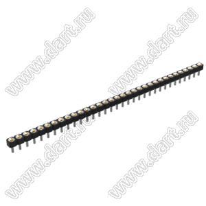 DS1002-05-1x3368 гнездо цанговое прямое однорядное для выводного монтажа; P=2,54мм; 33-конт.
