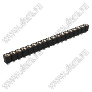 DS1002-06-1x1868 гнездо цанговое прямое однорядное для выводного монтажа; P=2,54мм; 18-конт.