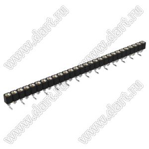 DS1002-01-1x28S13R2 (SCSL-028SMT, PBSM-1x28SMT) гнездо цанговое прямое однорядное для поверхностного (SMD) монтажа; P=2,54мм; 28-конт.