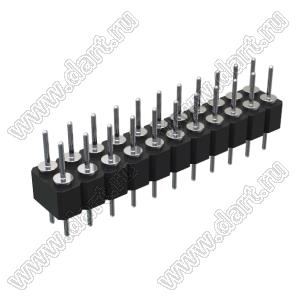 DS1004-2x11-F11 (PDLM-2x11 тип 1) вилка 2-х рядная прямая цанговая; P=2,54мм; 2x11-конт.