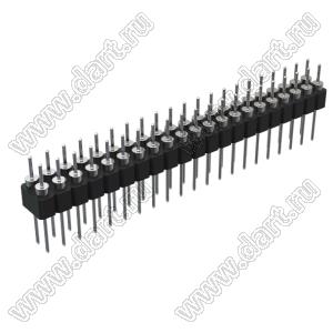 DS1004-2x21-F13 (PDLM-2x21 тип 3) вилка 2-х рядная прямая цанговая; P=2,54мм; 2x21-конт.