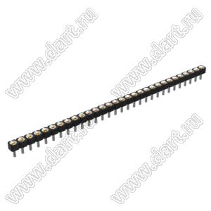 DS1002-05-1x3068 гнездо цанговое прямое однорядное для выводного монтажа; P=2,54мм; 30-конт.