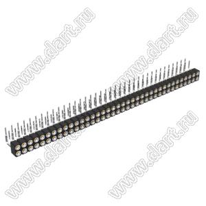 DS1002-01-2x37R13 (SCDL-037R, PBDM-2x37R) гнездо цанговое угловое двухрядное для выводного монтажа; P=2,54мм; 2x37-конт.